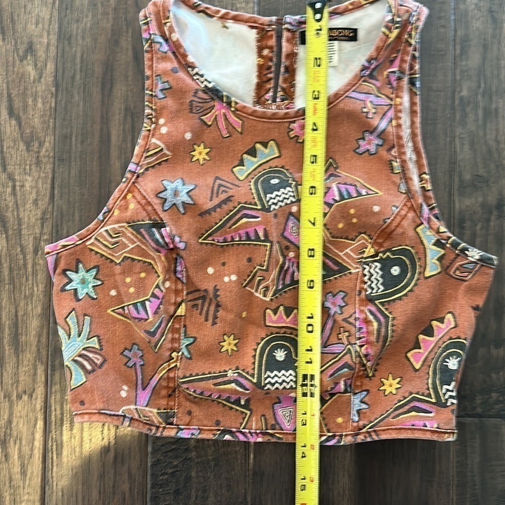 Billabong Designers Closet Women’s Aztec Sleeveless Crop Top Y2K Boho Size S - Picture 5 of 7